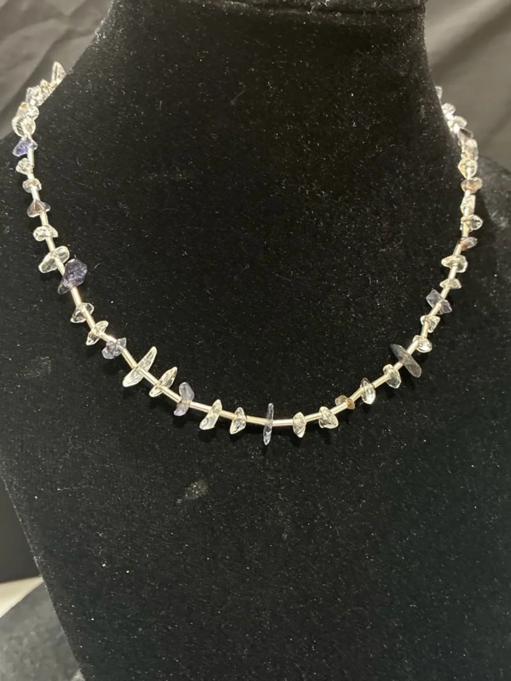 Carolee Silver-Tone Necklace with brown and Clear Bead Accents